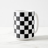 白黒の市松模様のレトロマグカップ コーヒーマグカップ (正面右)