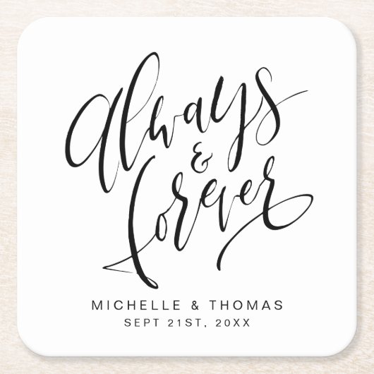 白黒の常モダンに永遠の脚本 スクエアペーパーコースター (正面)