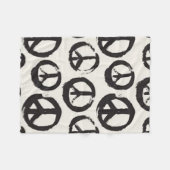 白黒の平和サインフリースブランケット フリースブランケット (正面(横))