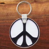 白黒の平和シンボル キーホルダー (正面)