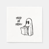 白黒の幽霊とバッグトリックまたはトリート スタンダードカクテルナプキン (正面)