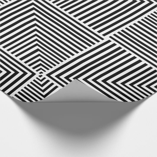 白黒の幾何ストライプのパターン ラッピングペーパー (角)