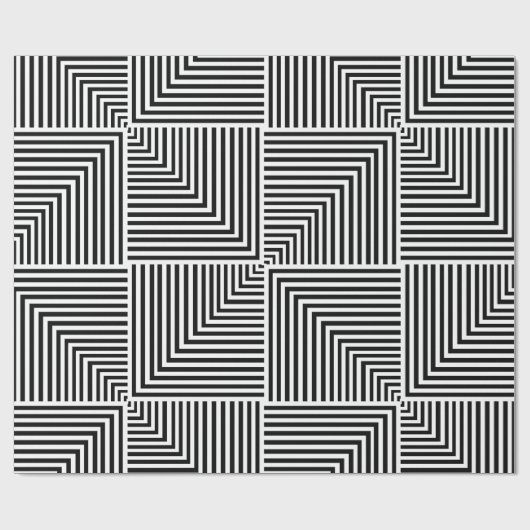 白黒の幾何ストライプのパターン ラッピングペーパー (フラット)