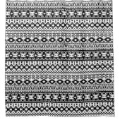 白黒の幾何ベクアステカタパターン シャワーカーテン (正面)