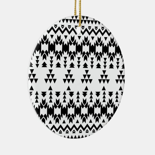 白黒の幾何ベクアステカタパターン セラミックオーナメント (右)