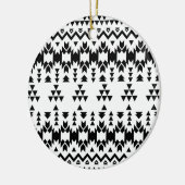 白黒の幾何ベクアステカタパターン セラミックオーナメント (左)