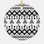 白黒の幾何ベクアステカタパターン セラミックオーナメント (裏面)