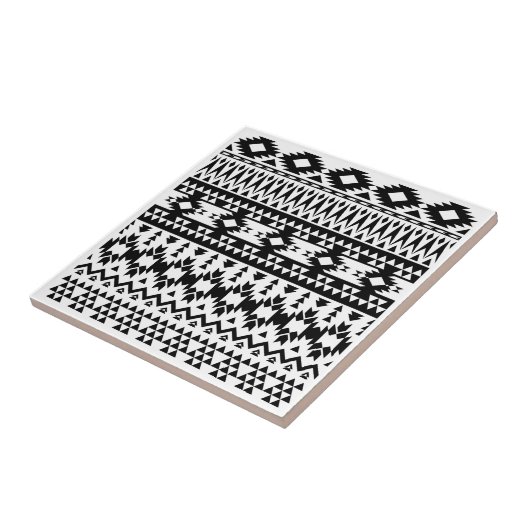 白黒の幾何ベクアステカタパターン タイル (側面)