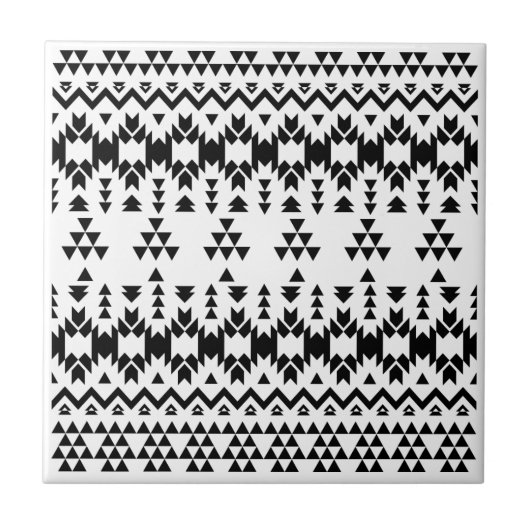 白黒の幾何ベクアステカタパターン タイル (正面)