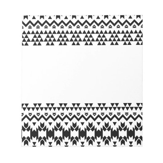 白黒の幾何ベクアステカタパターン ノートパッド (正面)