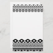 白黒の幾何ベクアステカタパターン 便箋 (正面/裏面)