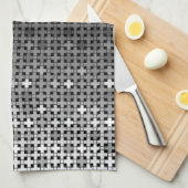 白黒の幾何勾配パターン キッチンタオル (四つ折り)