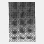 白黒の幾何勾配パターン キッチンタオル (縦)