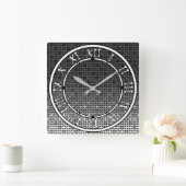 白黒の幾何勾配パターン スクエア壁時計 (ホーム)