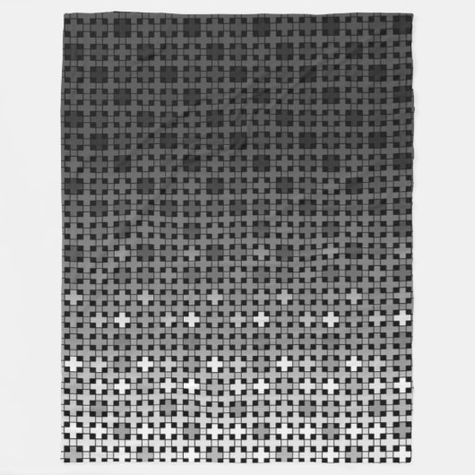白黒の幾何勾配パターン フリースブランケット (正面)