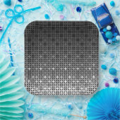 白黒の幾何勾配パターン ペーパープレート (パーティー)