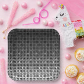 白黒の幾何勾配パターン ペーパープレート (パーティー)