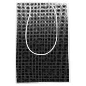 白黒の幾何勾配パターン ミディアムペーパーバッグ (正面)