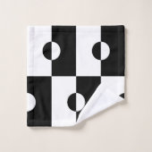 白黒の幾何学円の正方形パターン バスタオルセット (ウォッシュタオル)