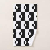 白黒の幾何学円の正方形パターン バスタオルセット (ハンドタオル)