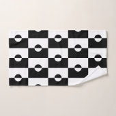 白黒の幾何学円の正方形パターン バスタオルセット (ハンドタオル)