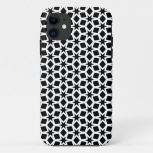 白黒の幾何学星模様 iPhone 11 ケース