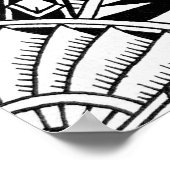 白黒の幾何学曼荼羅の部族模様 ポスター (角)