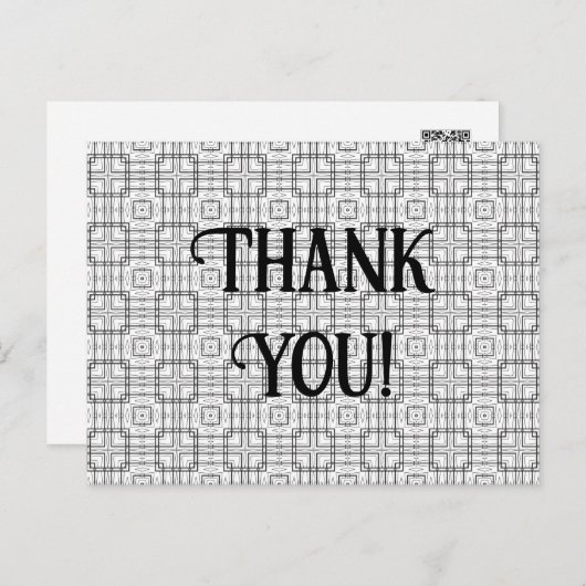 白黒の幾何学模様ありがとう ポストカード (正面/裏面)