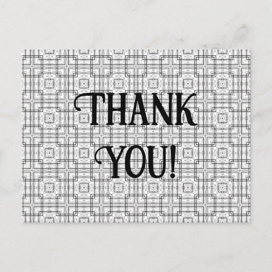 白黒の幾何学模様ありがとう ポストカード (正面)