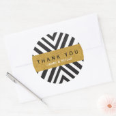 白黒の幾何学模様と金ゴールドシール ラウンドシール (封筒)