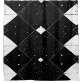 白黒の幾何学模様シャワーカーテン シャワーカーテン (正面)