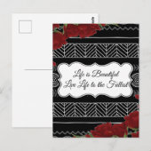 白黒の幾何学模様バラはがきデザイナ ポストカード (正面/裏面)