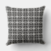白黒の幾何学模様モノグラムカスタム クッション (裏面)