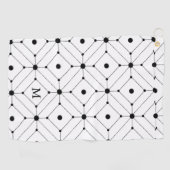 白黒の幾何学模様モノグラム ゴルフタオル (横)