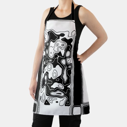 白黒の幾何学模様1 エプロン (インサイチュ)