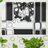 白黒の幾何学模様1 キッチンタオル (折り畳み)