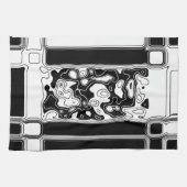 白黒の幾何学模様1 キッチンタオル (横)