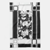 白黒の幾何学模様1 キッチンタオル (縦)