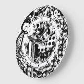 白黒の幾何学模様20 ラージ壁時計 (傾斜)