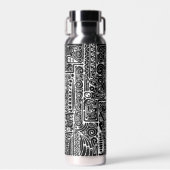 白黒の幾何学模様2 ウォーターボトル (正面)