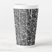 白黒の幾何学模様2 カフェラテマグ (正面)