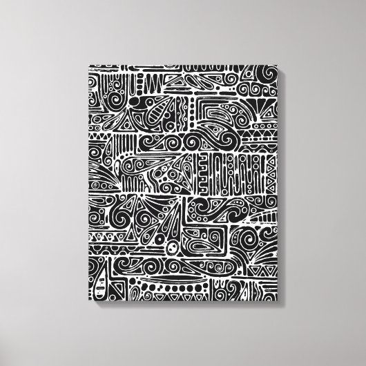 白黒の幾何学模様2 キャンバスプリント (正面)