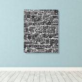 白黒の幾何学模様2 キャンバスプリント (インサイチュ (ウッドフロア))