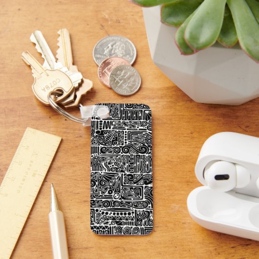 白黒の幾何学模様2 キーホルダー (デスク)