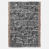 白黒の幾何学模様2 スローブランケット (正面縦)