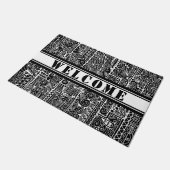 白黒の幾何学模様2 ドアマット (アングル)