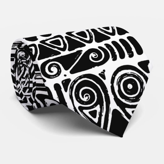 白黒の幾何学模様2 ネクタイ (ロール)