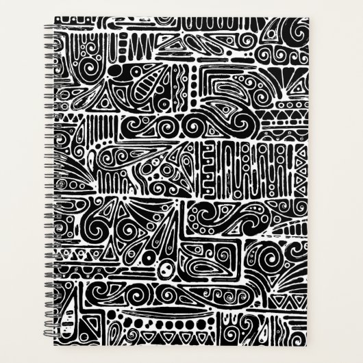 白黒の幾何学模様2 プランナー手帳 (正面)