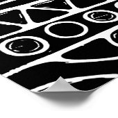 白黒の幾何学模様2 ポスター (角)