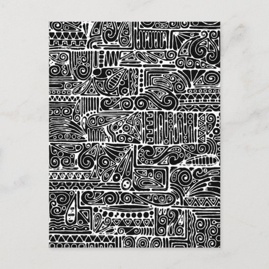 白黒の幾何学模様2 ポストカード (正面)